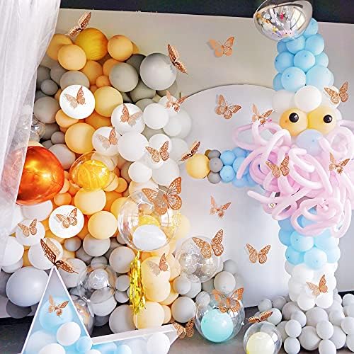 SAOROPEB 3D Butterfly Wall Decor, 48 Pcs 4 Styles 3 Sizes, Removable Metallic Wall Sticker Room Mural Decals for Kids Bedroom Nursery Classroom Party Decoration Wedding Decor DIY Gift (Rose Gold) | 4 Styles 3 Sizes, Removable Metallic Wall Sticker Room...