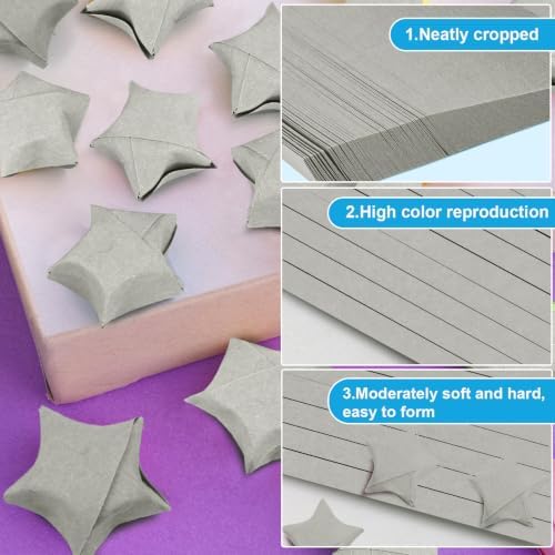 FoDau770 Solid Color Star Paper Strips - 360 Sheet, Grey