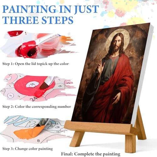 Jesus Paint by Numbers Kit for Adults Framed Canvas 12X16 in, Frameworkless