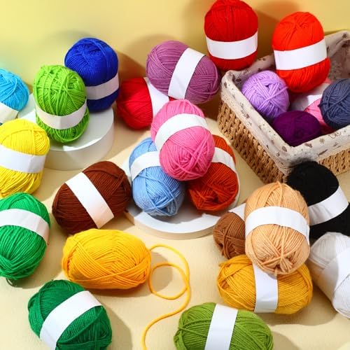 Coume 36 Polyester Yarn Skeins for Crocheting 50g 3268 Yards Multicolor DIY Soft Cotton Yarn Bulk for Weaving Knitting Beginners Dolls Gifts Crafts(36 Colors)