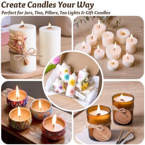 Candle Wicks Kit for Candle Making, 50 Wood Wicks