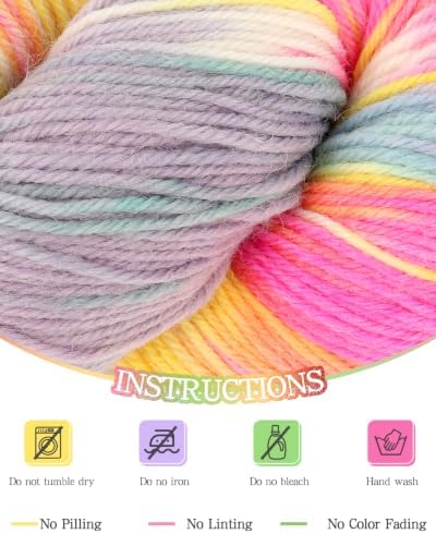 Katech 6 Pack Wool Yarn for Crocheting-Cashmere Yarn Sock Yarns-GreenPink