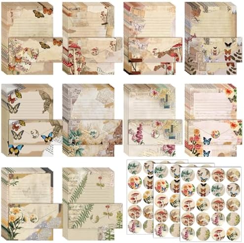 TaoBary 160 Pcs Nature Vintage Stationery Paper and Envelopes Set