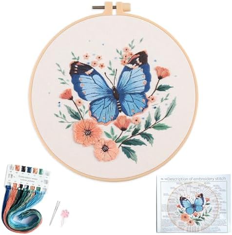 Silentsea Blue Butterfly Embroidery Kit for Adults