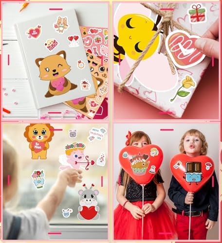Valentines Stickers for Kids - Valentines Day Gifts for Kids School Classroom - DIY Valentine's Crafts Treats Party Favors Valentine Day Decorations(24 Sheets)