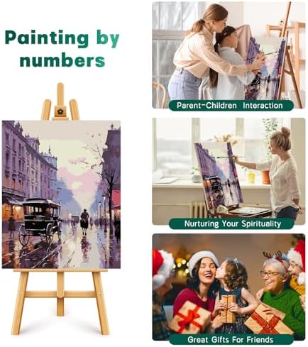 Possoco Paint by Numbers Kit for Adults Beginner, London Street Easy Adult Paint by Number Kits on Canvas, DIY Acrylic Oil Paint by Number for Adults Landscape for Home Decor Gift 16x20 Inch