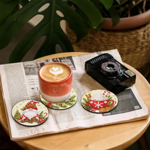 8 Pcs Christmas Diamond Art Coasters Kits, Diamond Painting Coasters