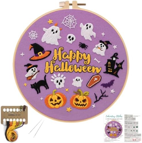 Louise Maelys Halloween Pumpkin & Ghost Embroidery Kit for Beginners