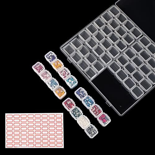 Ecurfu 56 Slots Diamond Painting Storage Containers, 56 Girds 1 Pack, Bead Storage Containers, Diamond Art Organizer Box, Diamond Painting Accessories, Embroidery Storage with Label Stickers