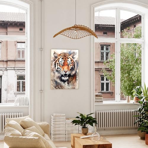 xcemhil Tiger Paint by Numbers Kit for Adults Beginner, Tiger Paint by Number for Adult, Acrylic Paint by Numbers Kits Suitable for Home Wall Art Decor Gifts 16x20 Inch