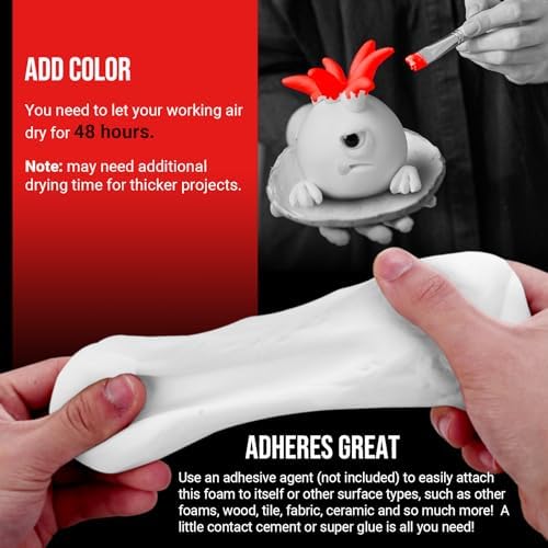 CALPALMY Moldable Foam Clay - 300g High Density Air Dry Clay for Intricate Designs, Cosplay, Crafting, and Artistic Projects - Cutting with a Knife or Rotary Tool, Sanding or Shaping (White)