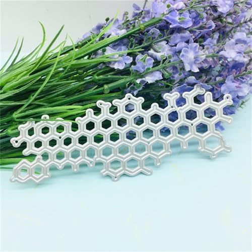 Scrapbooking Die-Cuts, Layer Frame Net Set Metal Cutting Dies for Card Making, Paper Craft Template, Background Embossing Stencils, DIY Album Décor (Honeycomb Grid-5.3x13cm)