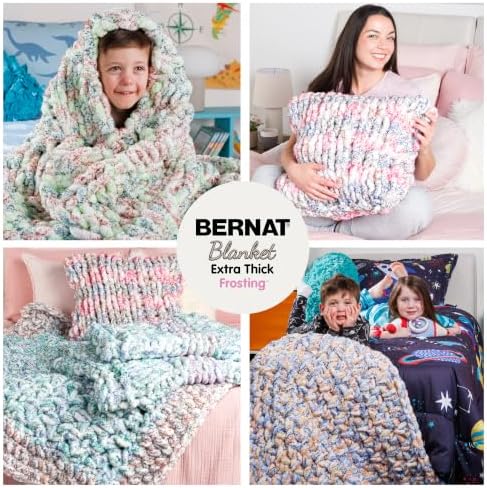 Bernat Blanket Extra Thick Frosting, Soft Chunky Chenille Yarn, Spectrum