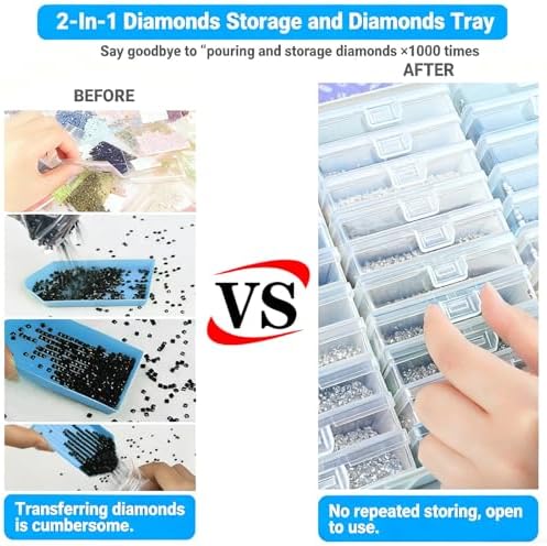 LEIYULY 30PCS 2-in-1 Diamond Art Tray & Storage with Lids, Diamond Painting Trays, Bead Storage and Arrangement, Diamond Art Kits for Adults