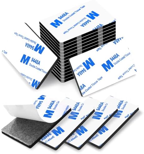 Double Sided Adhesive Tape Pads Heavy Duty, Mounting Tape,48Pcs 3mm Thickness Pre-Cut Foam Tape,Super-Sticky Black Strong Pads Rectangle Shape Waterproof for Walls Picture, Car, Home, Office