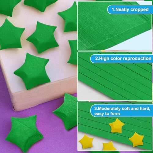 FoDau770 Solid Color Star Paper Strips - 360 Sheet, Green