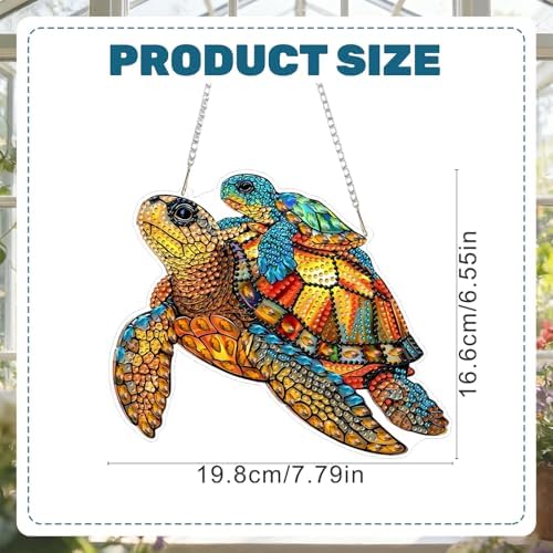 CRZMODE Turtle Diamond Art Hanging Kit for Adults, Turtle Pendant Diamonds Painting Art Kit, Special Crystal Diamond Art Painting Pendant Ornament, Craft Gift for Women Home Window Decor