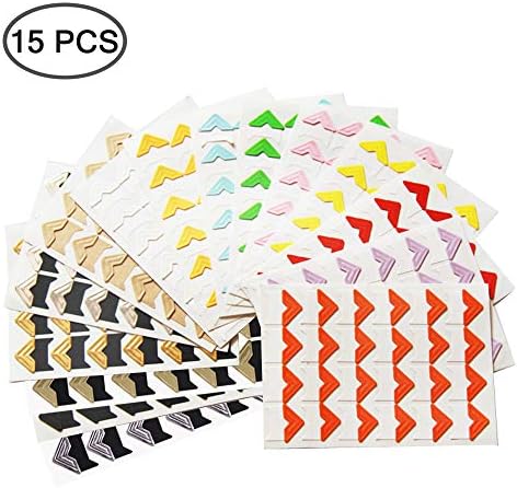 15 Sheets Photo Mounting Corners, FineGood Self Adhesive Paper Picture Sticker for DIY Scrapbook Album Diary Personal Organizer Notebook - 14 Colors
