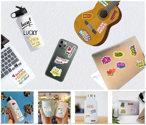 400PCS Inspirational Stickers, Holographic Motivational Sticker for Journal, Laptops, Positive Affirmation Quote Stickers - Waterproof Vinyl Scrapbook Sticker for Adults, Kids, Teachers, Classroom