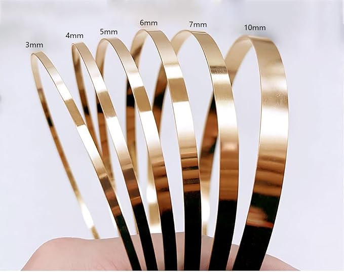 Generic 6 Size Thin Metal Headbands Set, Gold DIY Hairband Bases for Women & Girls, 6 Count