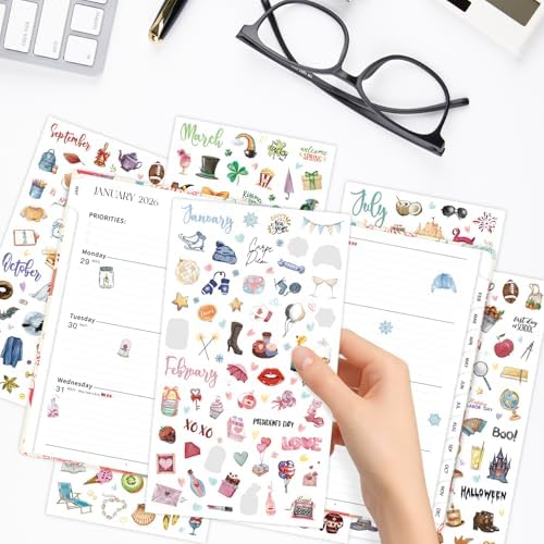 Seasonal Planner Stickers, 310+ Monthly Calendar Designs on 6 Sheets