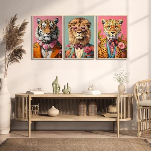 BAWKENTON 3 Pack Diamond Art Kits for Adults, DIY Cheetah Wall Decor
