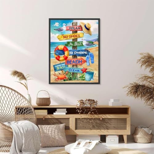 ARPADAMO Beach Sign Diamond Art Kits for Adults Diamond Painting 12x16in