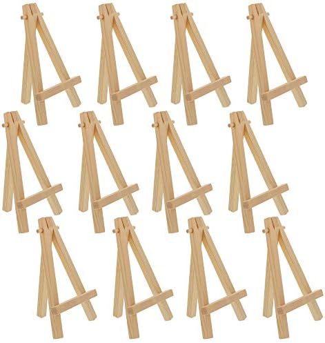 U.S. Art Supply 5" Mini Easel (12 Pack) - Natural Wooden A-Frame Tabletop