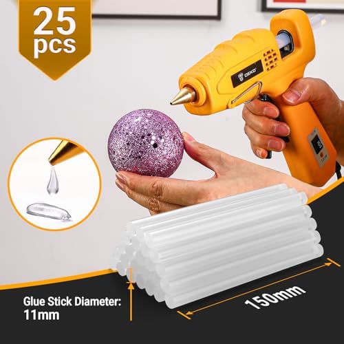 Hot Glue Gun Full Size: DEKOPRO 60/100Watt Dual Temp Hot Glue Gun Kit with 25 Glue Sticks, Organize Storage Case, Heavy Duty Heat Glue Gun Tool Set for Home Repair, Art & Crafts, DIY, Yellow