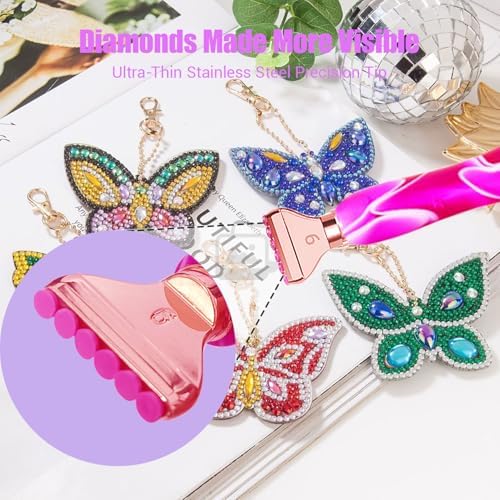 Huanlys Diamond Painting Pens,Diamond Art Pen Tools Accessories Kit with Screw Rose Gold Metal Tip Nibs,Roller for Art Crafts Nail Art, Ergo-Soft Handle and Enhanced Application Efficiency