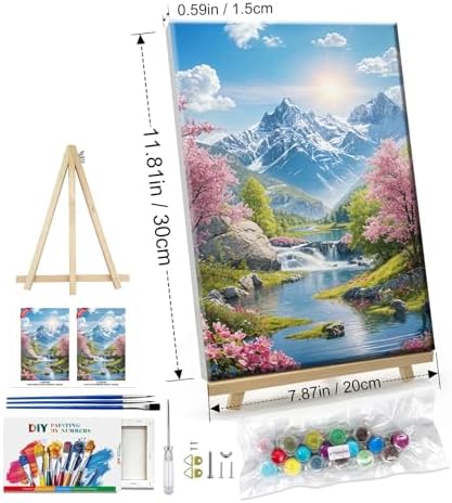 ATDMS Mountain Paint by Numbers Kits for Adult with Frame, 7.87x11.81 Inch