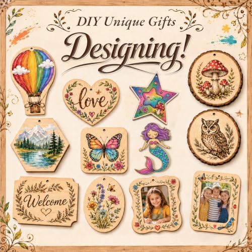 JJRING Wood Burning Kit - 62PCS Professional Wood Burning Tool With Adjustable Temperature Pyrography Pen, 24-Color Paint Set, Wood Slices & Stencils, Complete Wood burner Crafts Kit For Beginners
