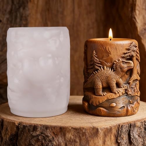Dragon Dinosaur Animal Cylinder Molds Silicone Wave Spiral Candle Mold - Silicone Resin Casting Molds for Candle & Resin & Soap Craft Supplies