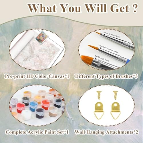Paint by Numbers Kit for Adults Flowers, Paint by Number for Adults 16x20in