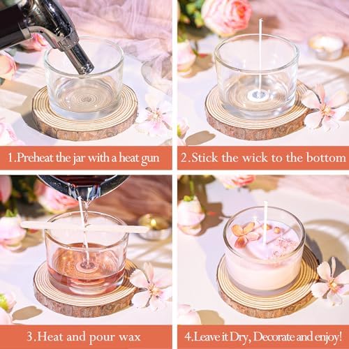 CONNOO 15 Pack 4oz Clear Glass Candle Jars with Airtight Bamboo Lids