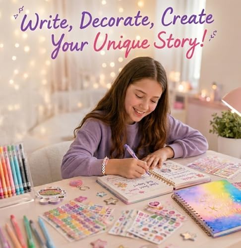 OIHEW 200+ PCS DIY Journal Kit for Teen Girls, Gifts for 6-14 Year Old Girl | DIY Memories of Happy Meaningful Day | Birthday Gifts Idea | Loved by 6-12 Year Old Girls | More Fun Included Items