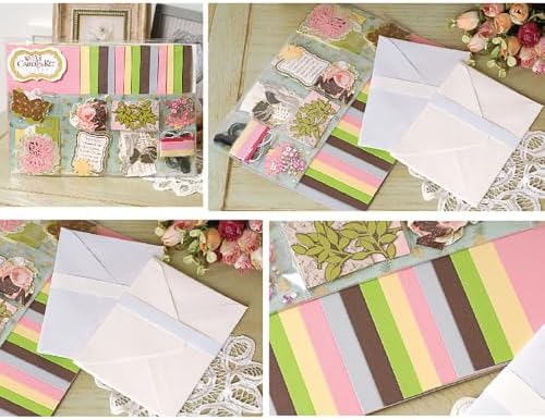 Huralona Handmade DIY Greeting Card Kits Includes 15 Blank Cards 15 Colorful Envelopes with Decoration Accessories for Craft Birthday Thanksgiving Christmas Wedding Invitation Card (Pink 018)