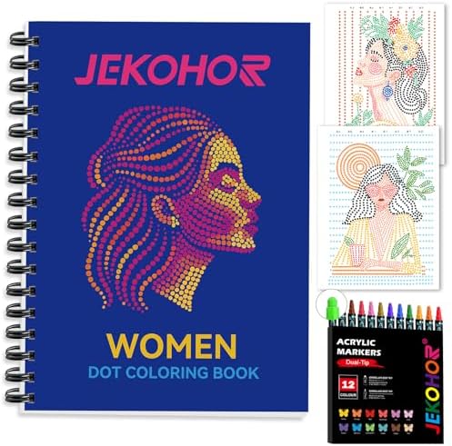 Coloring Books for Adults with 30 Dot Art Patterns and 12 Acrylic Markers