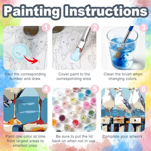 Kalonyth Seagull Framed Paint by Numbers Kit for Adults Beginner 8x12 inch