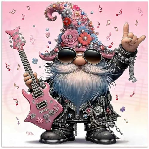 CRZMODE Gnome Paint by Numbers Kit for Adults, Music Gnome Paint by Numbers for Adults, Acrylic Painting Crafts for Home Decor Gift (16x16inch)