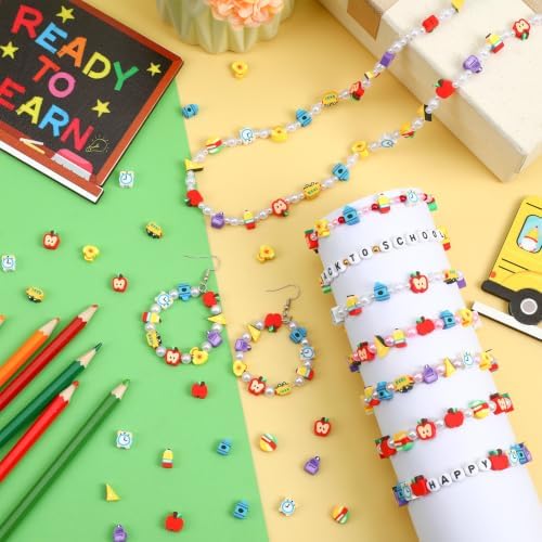 300Pcs Back to School Polymer Clay Beads for Jewelry Making