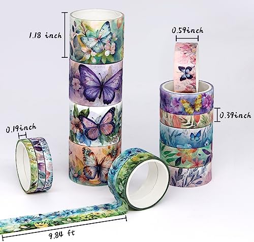 20 Rolls Washi Tape Set - Floral Butterfly Decorative Masking Tape, Adhesive Tape for Bullet Journal Supplies, Junk Journal, Diy Craft, Scrapbooking Supplies, Gift Wrapping, Party Decoration