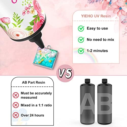 YIEHO 500g UV Resin Kit-Bulk Crystal Clear Hard UV Fast Curing Epoxy Resin Supplies with Mat for Craft Jewelry Making