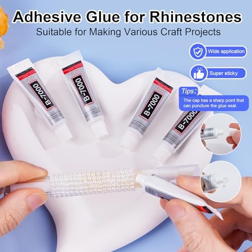 Canvalite 11000Pcs Flatback Pearls for Crafting, Multiple Sizes Half Nail Pearls with 5Pcs B7000 Jewelry Glues & Picker Tools Bedazzling Bead for DIY Crafts Clothing Tumblers Shoes Decors Nail Art