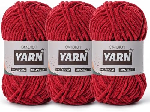 3 Packs Plush Chenille Chunky Crochet Amigurumi Yarn - Baby Yarn for Crocheting Soft - Fluffy Velvet Yarns Knitting for Blankets Crafts 150g / 196.8yds