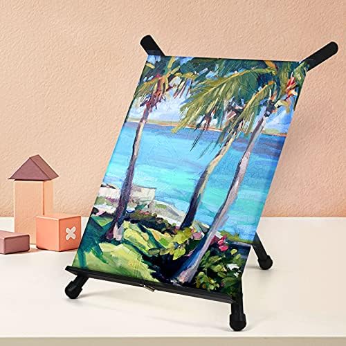 Falling in Art 8 Pack 15" to 21" Tabletop Easel for Painting &Display | Black Aluminum Tripod with Rubber Feet, Holds Canvas, Paintings, Books, Photos, Signs