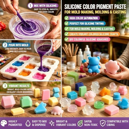 EYAEYAO Silicone Rubber Pigment - Sky Blue Paste Silicone Coloring Dye for Mold Making, Molding and Casting - Vibrant Color Pigment for Epoxy Resin Molds Making, Statues DIY Craft(Sky Blue, 3.5 oz)