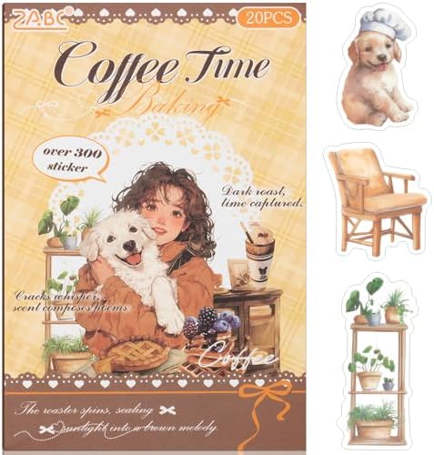 Puppy Series Sticker Scrapbooking Supplies for Junk Journal, 20 Sheets PET Stickers