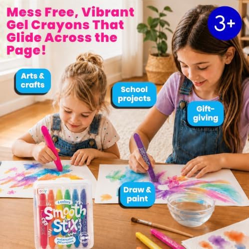 Ooly Smooth Stix Watercolor Gel Crayons, Set of 24