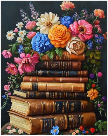 Reivworl Book Paint by Numbers Kit for Adults Beginners, Flowers Paint by Numbers, Adult Paint by Number Kits for Gifts and Home Wall Decor 16x20 Inch